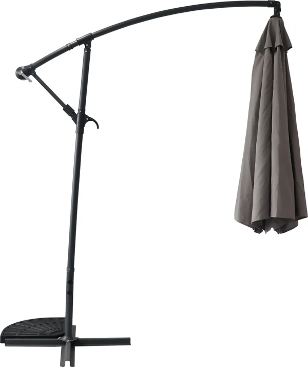 Seville Round Cantilever Parasol 2.95m Light Grey Umbrella Sun Shade Outdoor Crank Tilt - Image 3