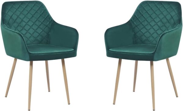 Erika  Green Velvet Chair  wood legs - Image 2