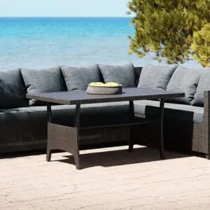 Stockholm Black 6 Seater Rattan Corner Lounge Set