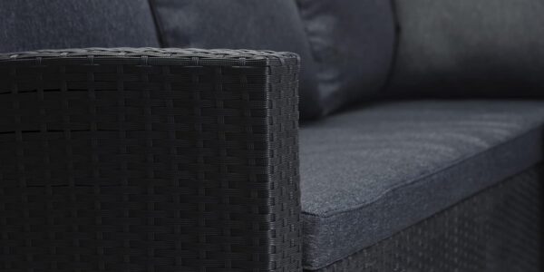 Stockholm Black 6 Seater Rattan Corner Lounge Set - Image 6