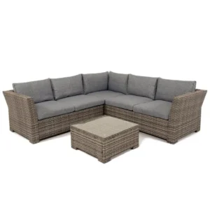 Chesterton Grey 5 Seater Corner Rattan Lounge Set with Table