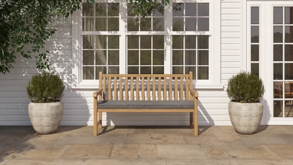 Hazel teak garden bench 3 seats - Image 5