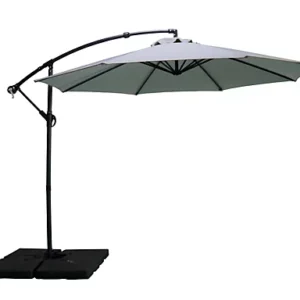 Seville Round Cantilever Parasol 2.95m Light Grey Umbrella Sun Shade Outdoor Crank Tilt
