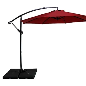 Seville Round Cantilever Parasol 2.95m RED Umbrella Sun Shade Outdoor Crank Tilt