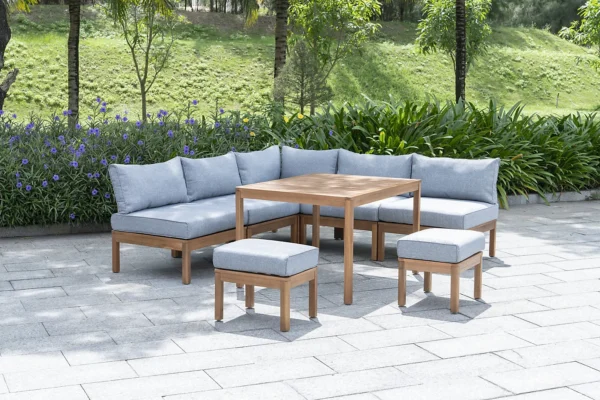Cali 7 Seater Outdoor Garden Wooden Corner Sofa Set