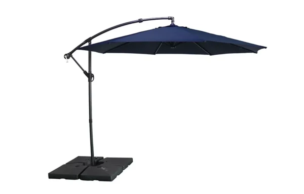 Seville Round Cantilever Parasol 2.95m Navy Blue Umbrella Sun Shade Outdoor Crank Tilt